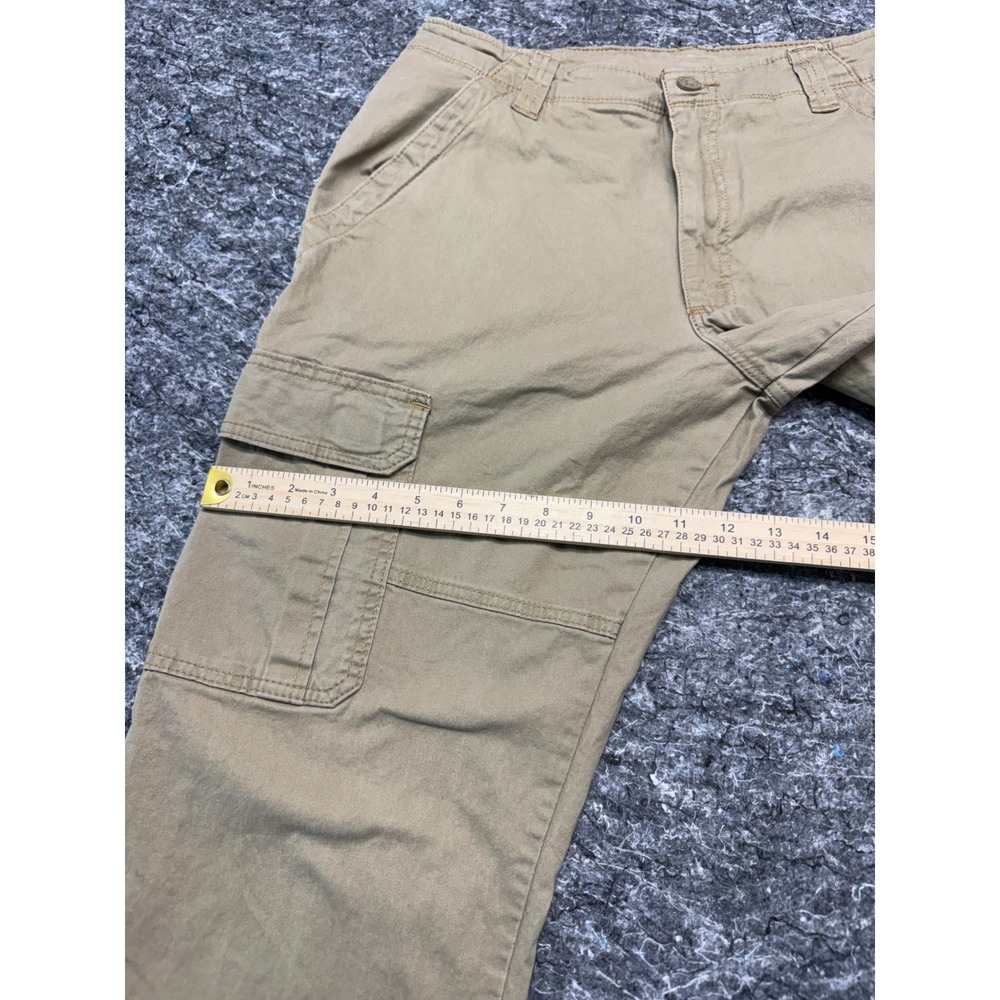 Wrangler Mens Cargo Pants Tan Khaki Straight Leg Cotton Stretch 32x32 70ABWEW - Picture 3 of 11